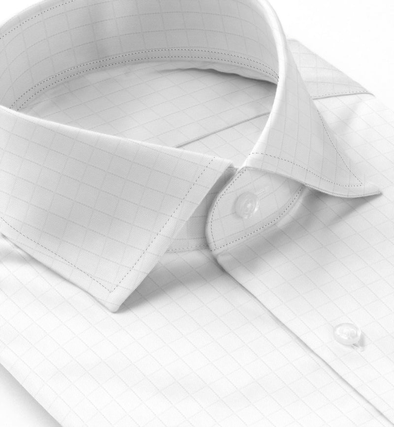 Image of a White Twill Checks Giza Cotton Shirting Fabric