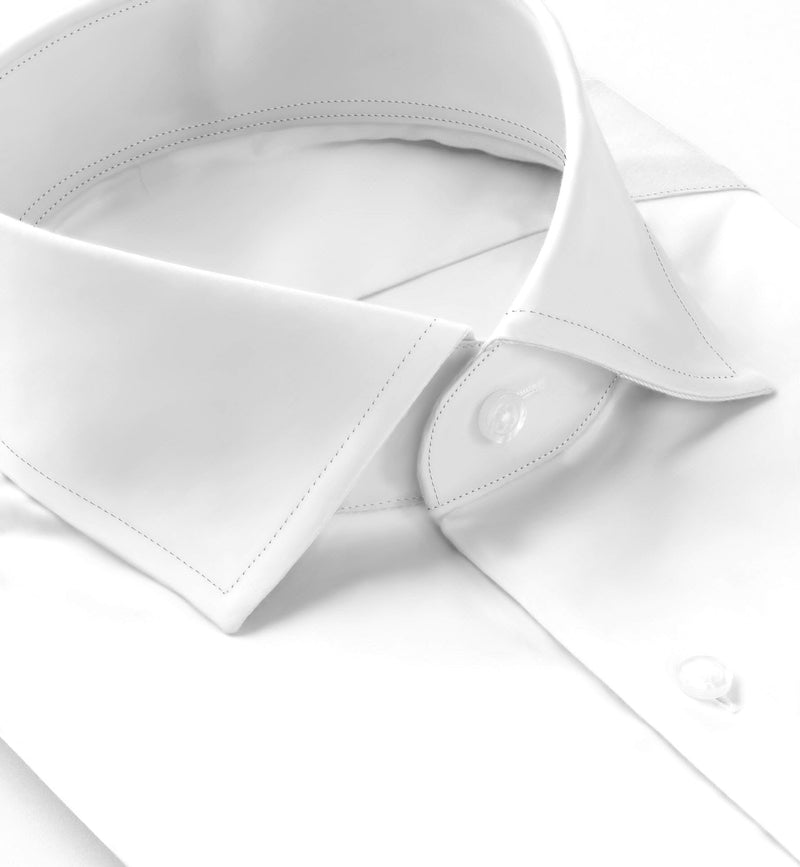 Image of a White Twill Solids Cotton Stretch Shirting Fabric